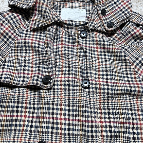 ZARA Double Breasted Trench Coat Heritage Check Size Small - Picture 5 of 10